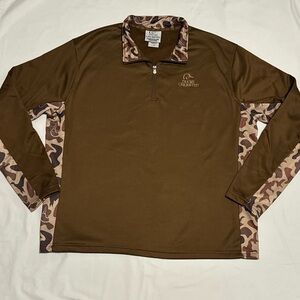 Ducks Unlimited Brown Camouflage Quarter-Zip Size XL